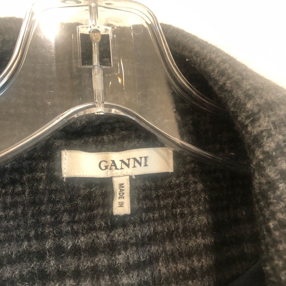 Ganni Woodside Checked Wool Blend Blazer Women’s Grey US 4 Jacket 2 Buttons - Picture 3 of 13